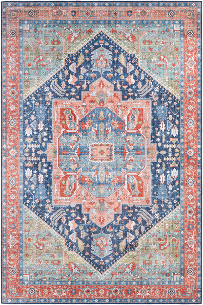 Surya Iris Irs-2312 Navy, Peach, Grass Green, Coral Area Rug