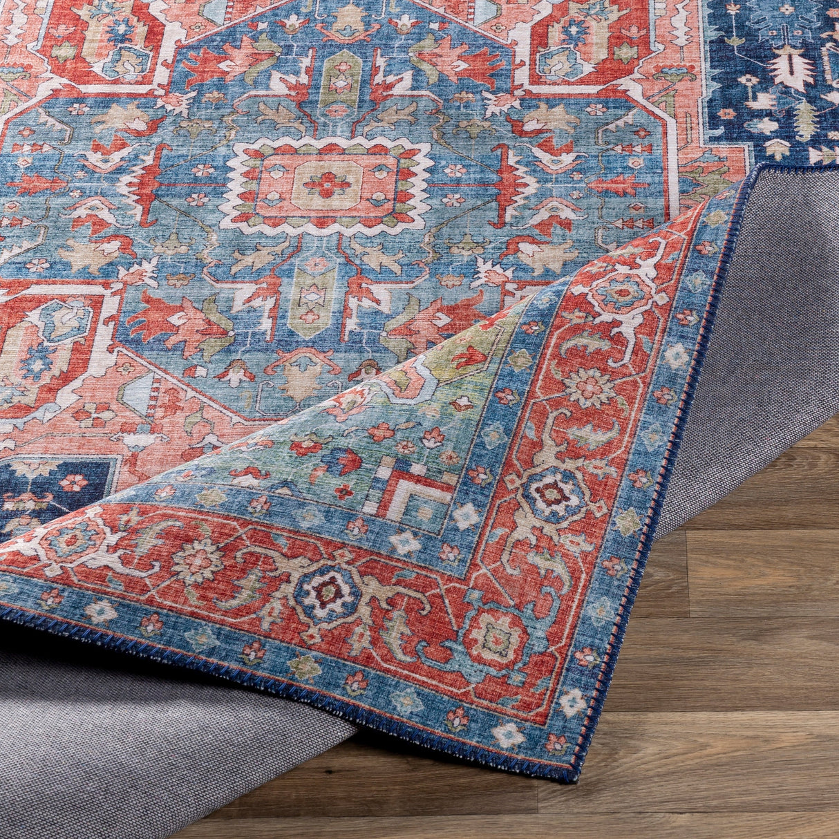 Surya Iris Irs-2312 Navy, Peach, Grass Green, Coral Rugs.