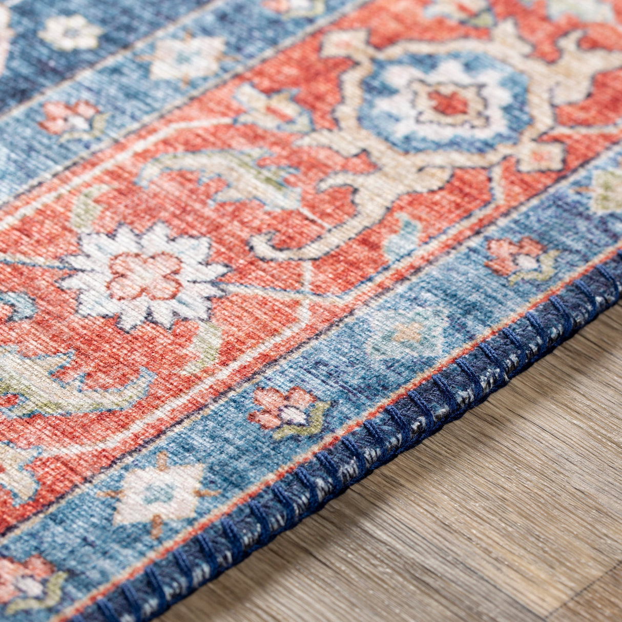 Surya Iris Irs-2312 Navy, Peach, Grass Green, Coral Rugs.