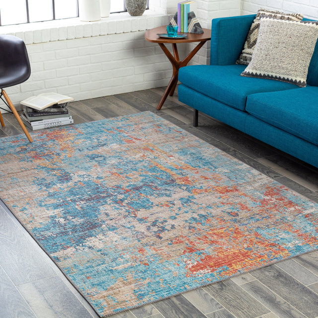 Surya Iris Irs-2318 Teal, Denim, Burnt Orange, Wheat Rugs.