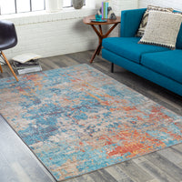 Surya Iris Irs-2318 Teal, Denim, Burnt Orange, Wheat Area Rug