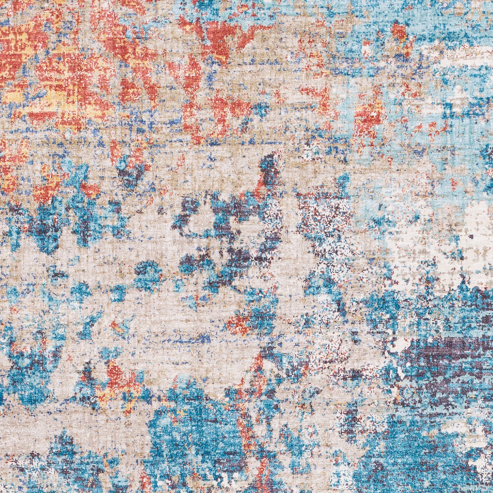 Surya Iris Irs-2318 Teal, Denim, Burnt Orange, Wheat Area Rug