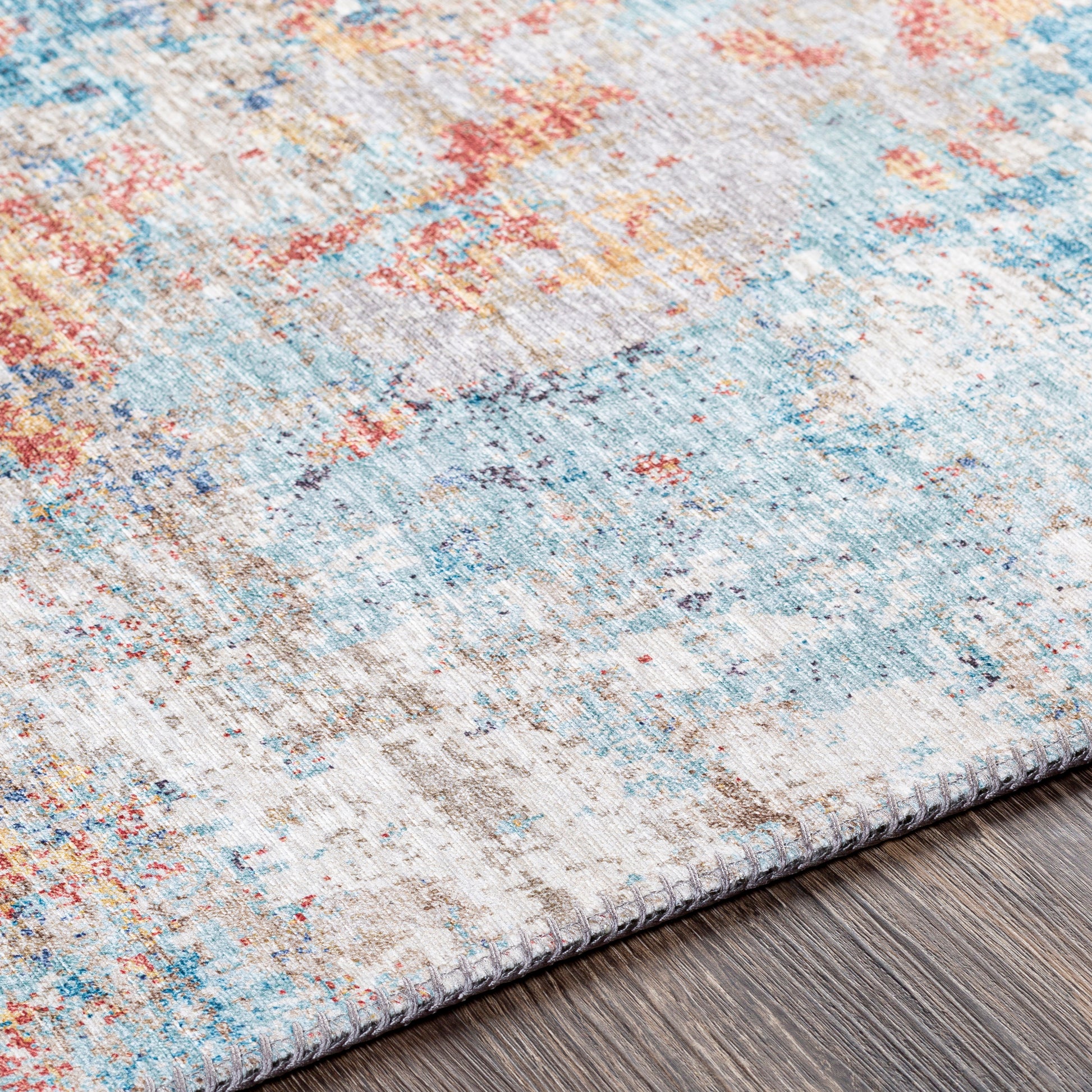 Surya Iris Irs-2318 Teal, Denim, Burnt Orange, Wheat Area Rug