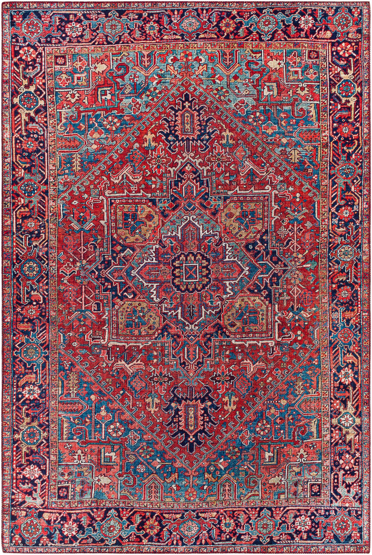 Surya Iris Irs-2330 Dark Blue, Red, Tan, Teal Area Rug