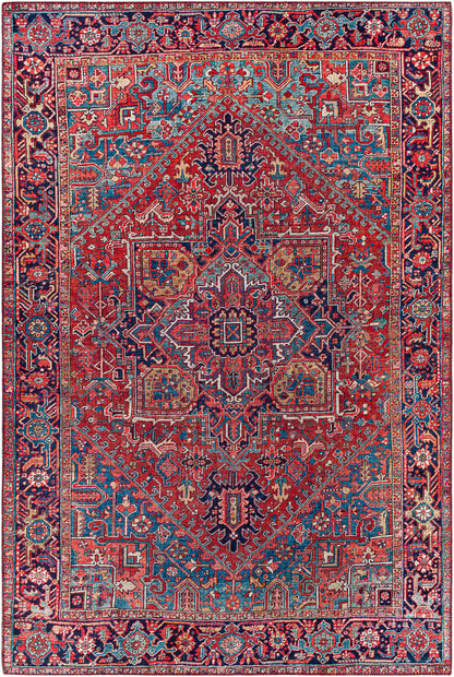 Surya Iris Irs-2330 Dark Blue, Red, Tan, Teal Area Rug