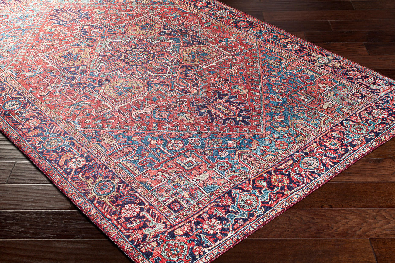 Surya Iris Irs-2330 Dark Blue, Red, Tan, Teal Area Rug