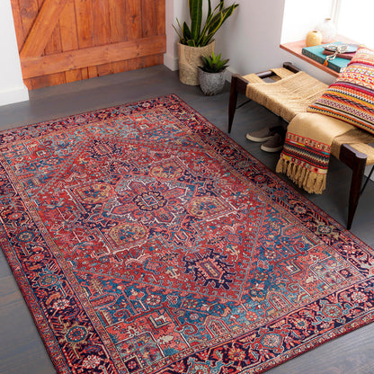 Surya Iris Irs-2330 Dark Blue, Red, Tan, Teal Area Rug