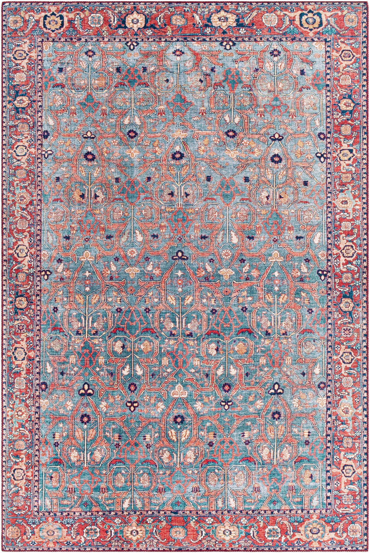 Surya Iris Irs-2334 Rust, Red, Dark Blue, Tan Area Rug