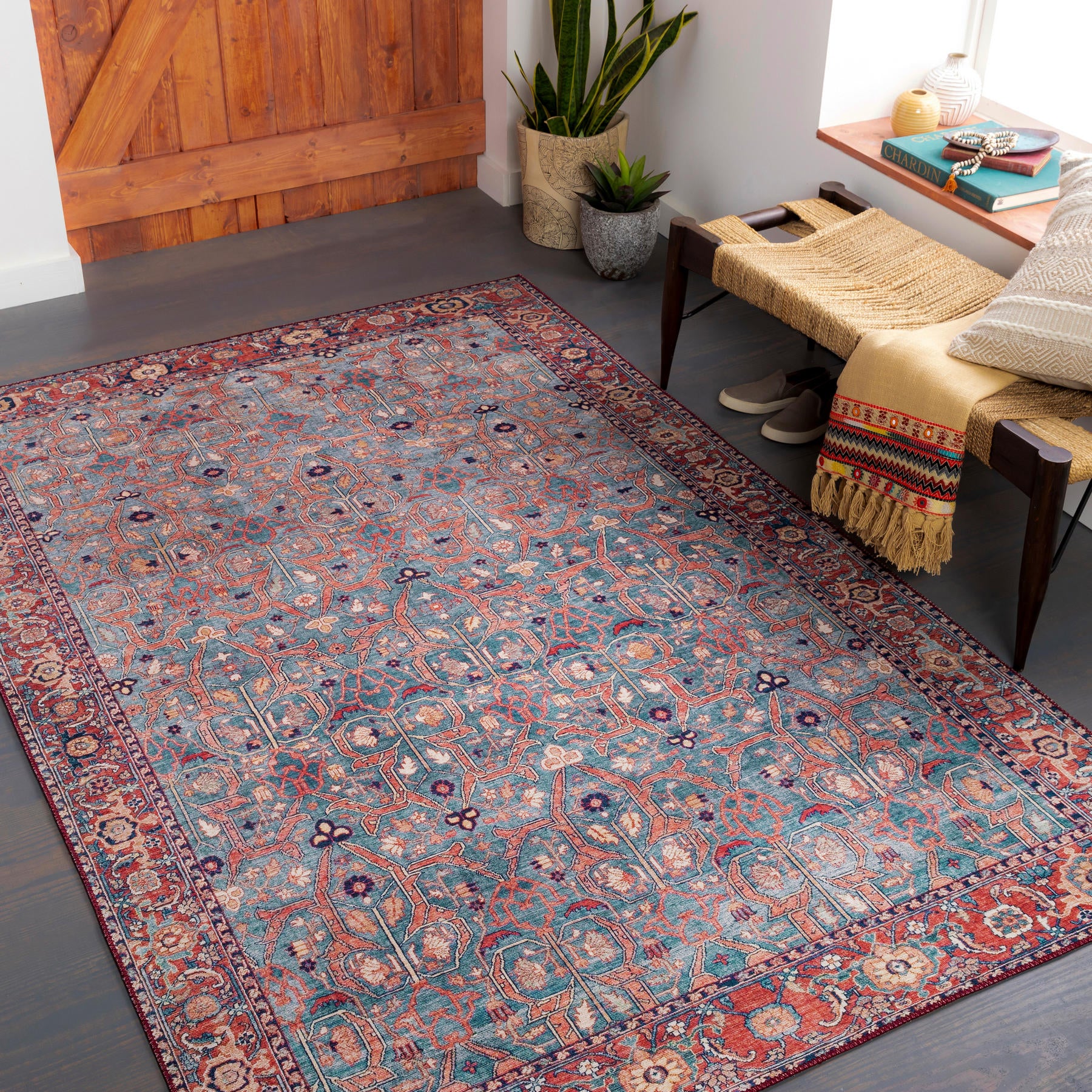 Surya Iris Irs-2334 Rust, Red, Dark Blue, Tan Area Rug