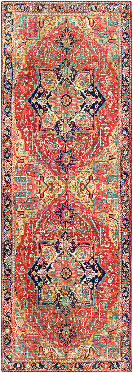 Surya Iris Irs-2343 Dark Blue, Dark Brown, Burnt Orange, Denim Area Rug