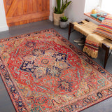 Surya Iris Irs-2343 Dark Blue, Dark Brown, Burnt Orange, Denim Rugs.