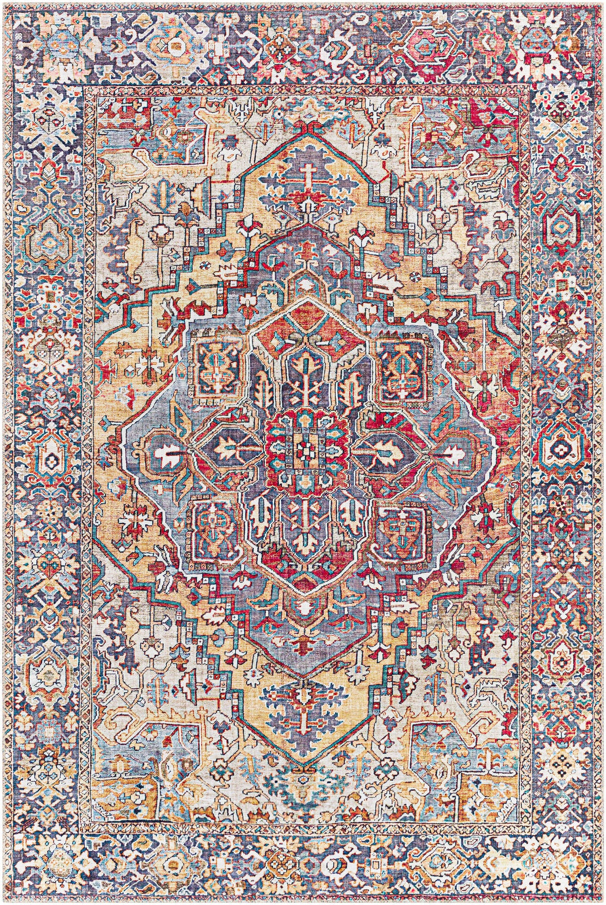 Surya Iris Irs-2358 Burnt Orange, Tan, Dark Blue, Denim Rugs.