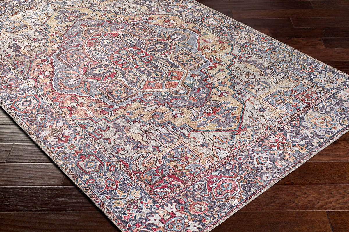 Surya Iris Irs-2358 Burnt Orange, Tan, Dark Blue, Denim Rugs.