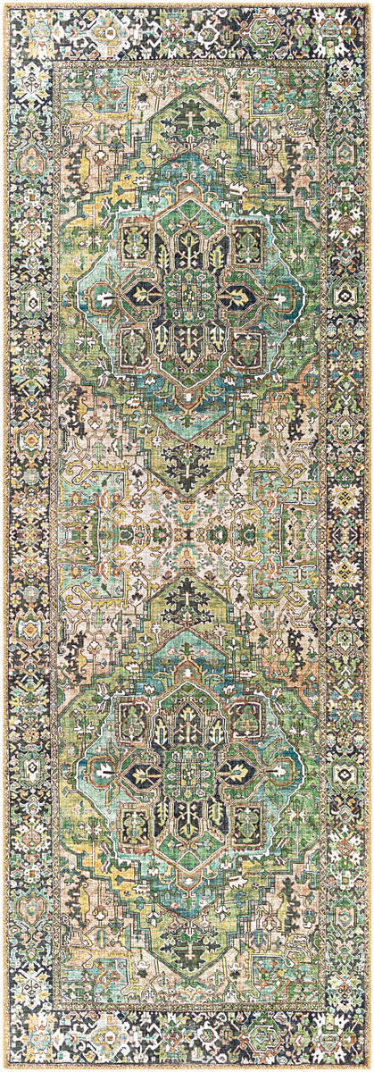 Surya Iris Irs-2361 Dark Green, Dark Blue, Charcoal, Tan Area Rug