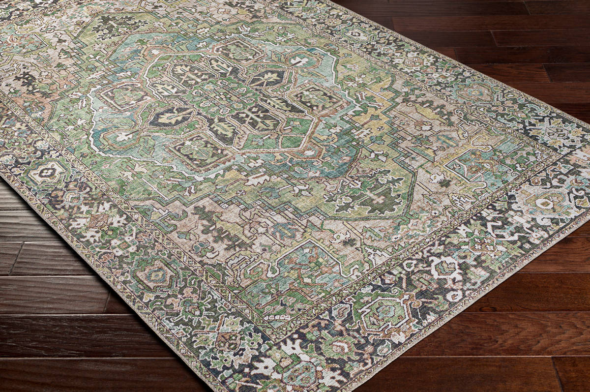 Surya Iris Irs-2361 Dark Green, Dark Blue, Charcoal, Tan Rugs.