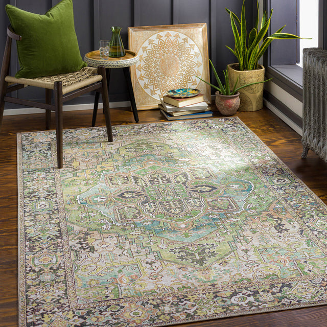 Surya Iris Irs-2361 Dark Green, Dark Blue, Charcoal, Tan Rugs.