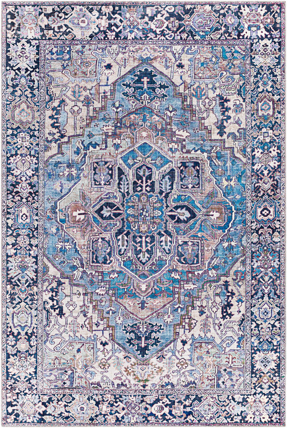 Surya Iris Irs-2362 Denim, Dark Blue, Beige, Lilac Area Rug