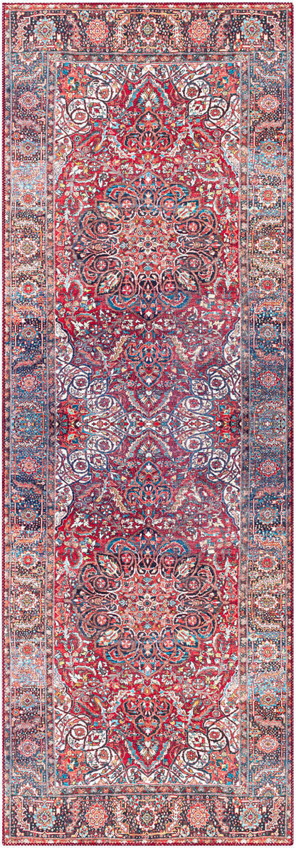 Surya Iris Irs-2363 Bright Red, Burnt Orange, Denim, Dark Blue Area Rug