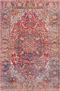 Surya Iris Irs-2363 Bright Red, Burnt Orange, Denim, Dark Blue Area Rug