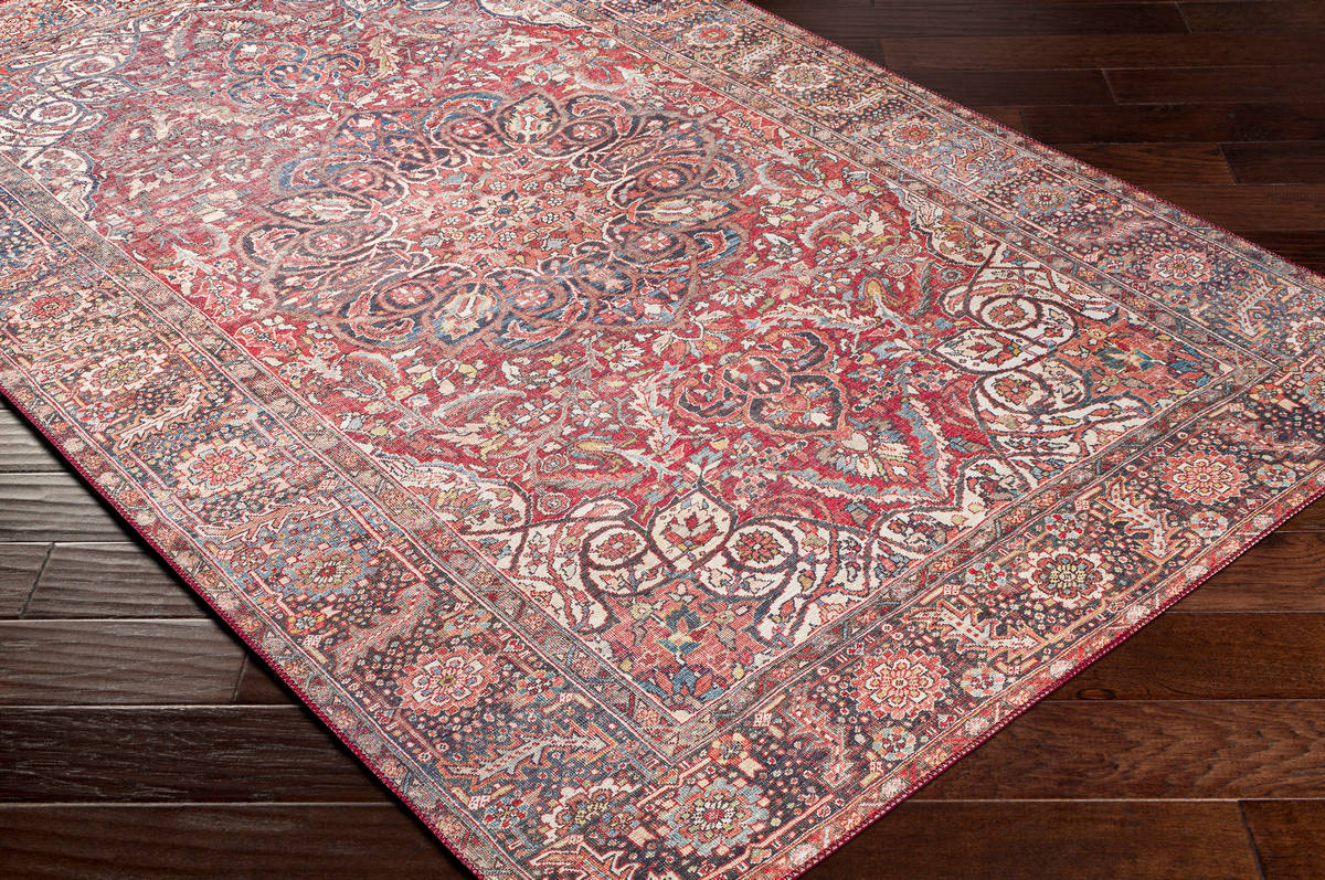 Surya Iris Irs-2363 Bright Red, Burnt Orange, Denim, Dark Blue Area Rug