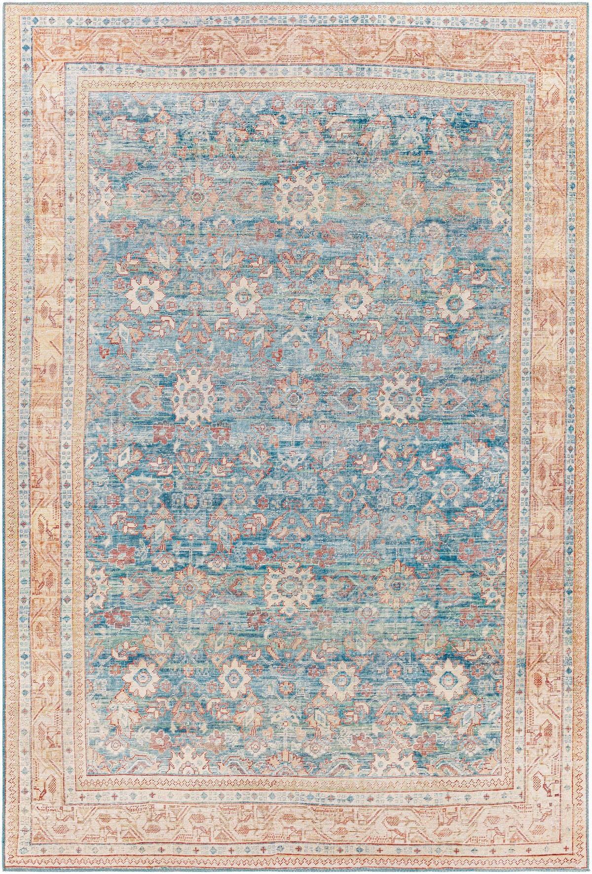 Surya Iris Irs-2365 Dark Blue, Denim, Grass Green, Burnt Orange Area Rug