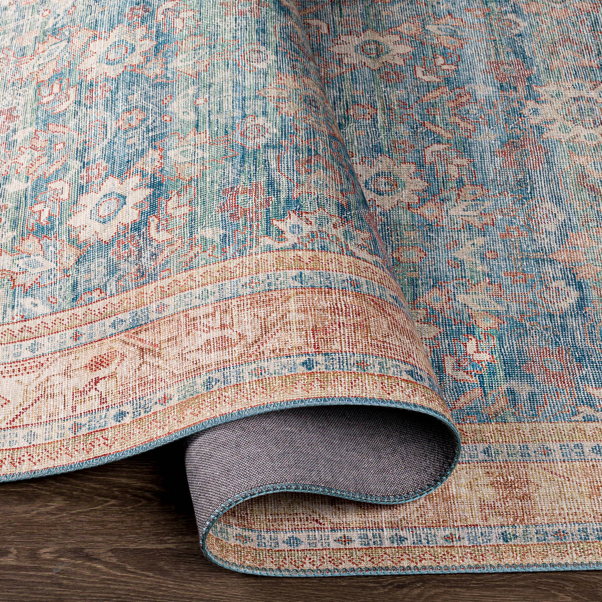 Surya Iris Irs-2365 Dark Blue, Denim, Grass Green, Burnt Orange Rugs.