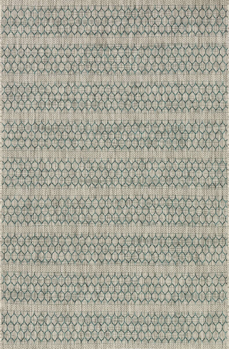 Loloi Isle Ie-01 Grey / Teal Striped Area Rug