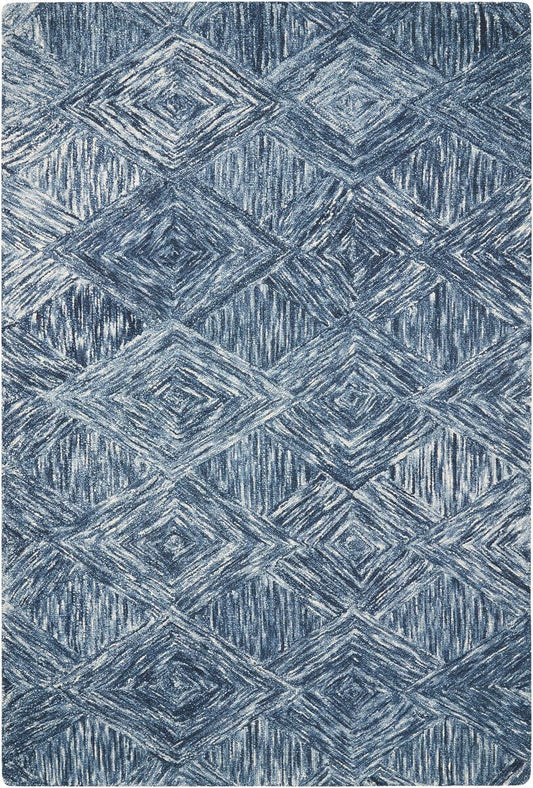 Nourison Interlock Itl01 Denim Geometric Area Rug