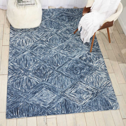 Nourison Interlock Itl01 Denim Geometric Area Rug