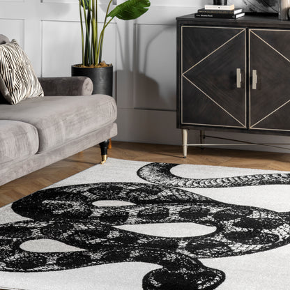 Nuloom Thomas Paul Serpent Nth1561A Black And White Area Rug