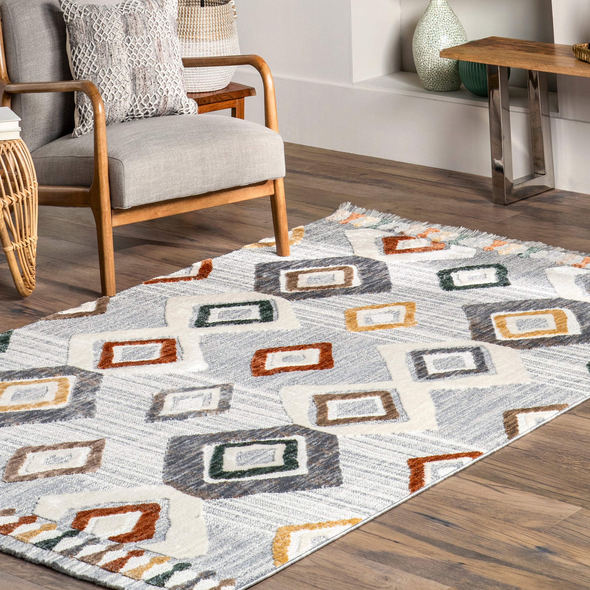 Nuloom Greta Lined Ngr1349A Light Gray Area Rug