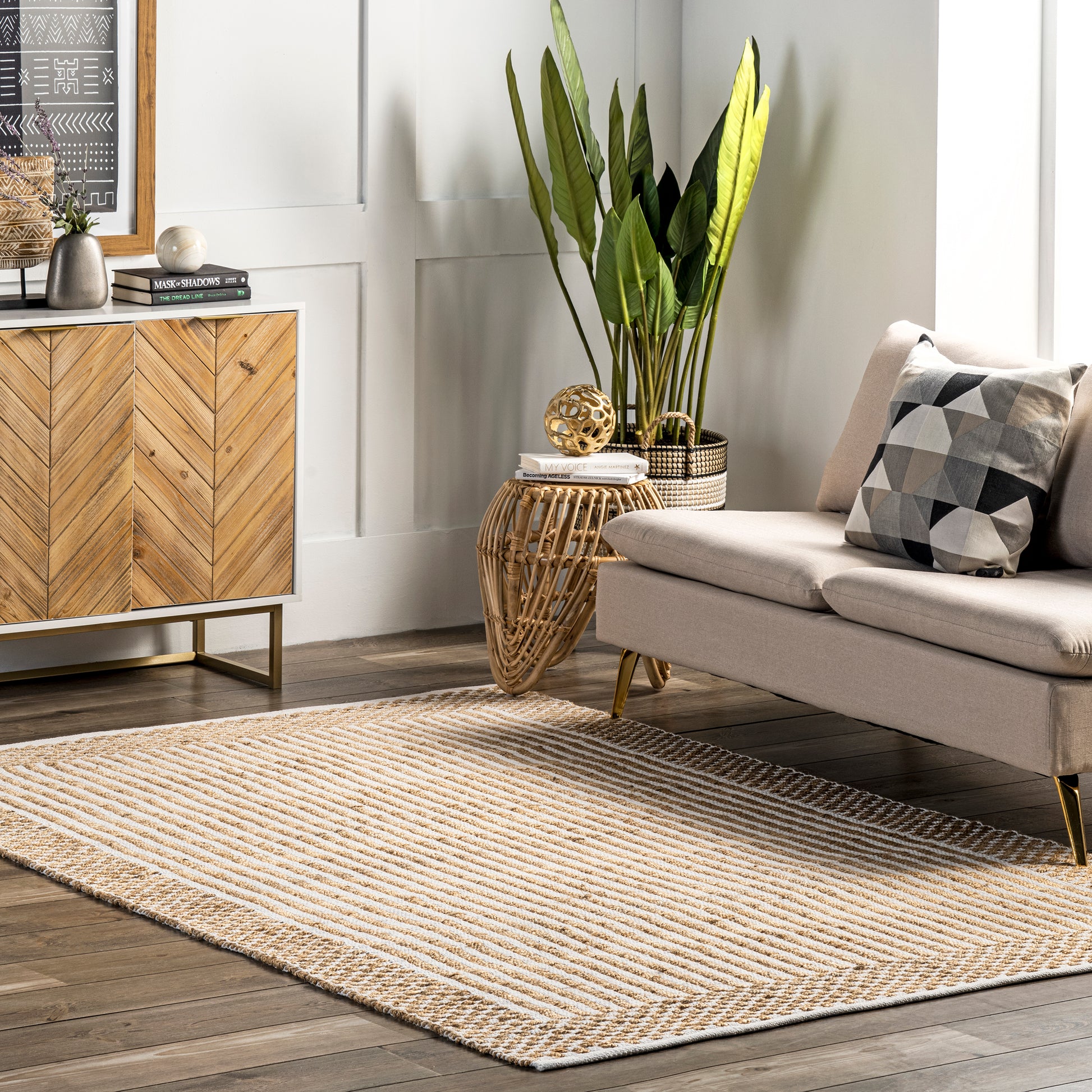 Nuloom Ella And Border Nel3567A Natural Area Rug