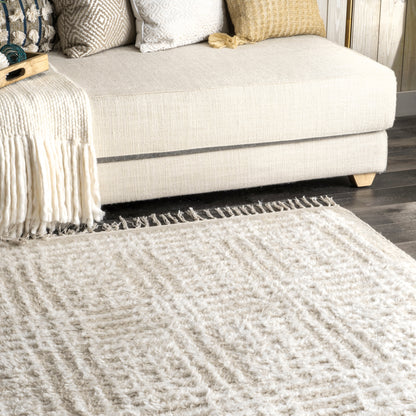 Nuloom Alora Crosshatch Nal1953A Beige Area Rug