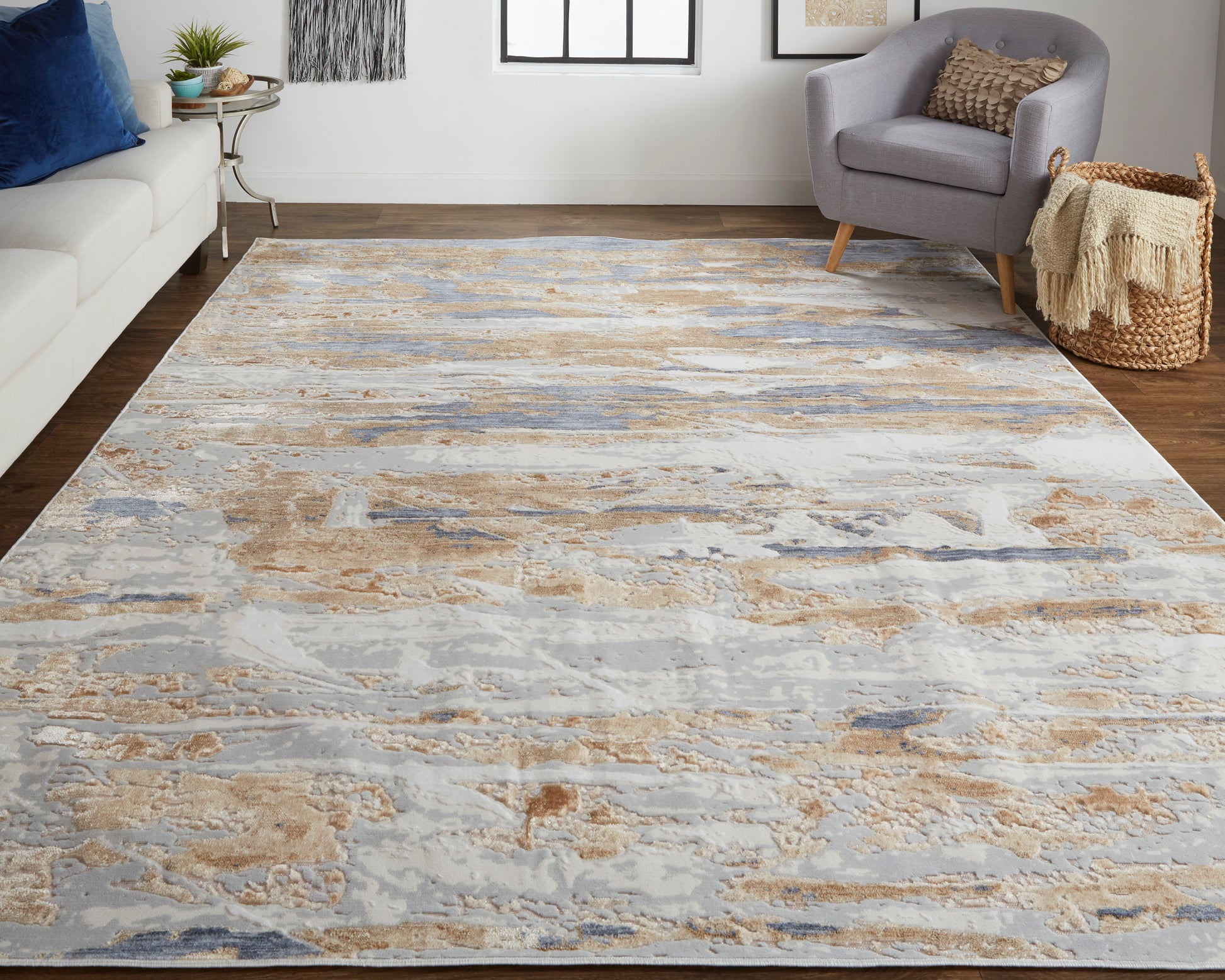 Feizy Laina 39G5F Beige/Blue Area Rug