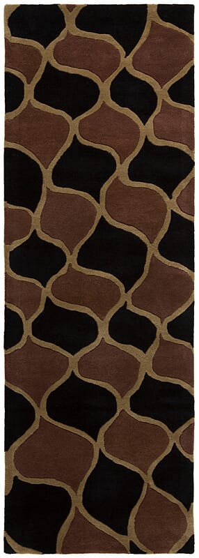 Chandra Janelle Style Jan-2630 Black / Brown / Green Damask Area Rug