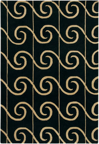 Chandra Janelle Style Jan-2643 Black / Tan Damask Area Rug