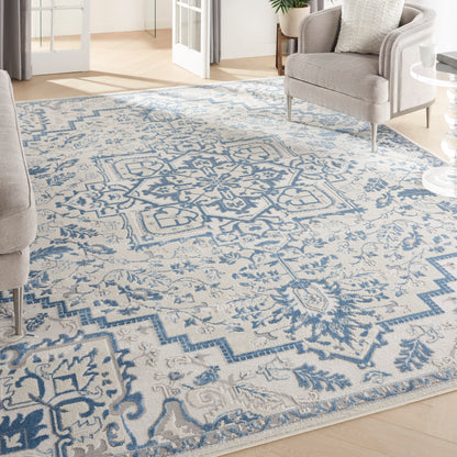 Nourison Elation Etn10 Ivory Blue Area Rug