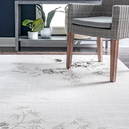 Nuloom Begonia Floral Silhouette Nbe1636B Silver Area Rug