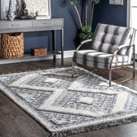 Nuloom Aviana Tribal Trellis Nav2933A Gray Area Rug