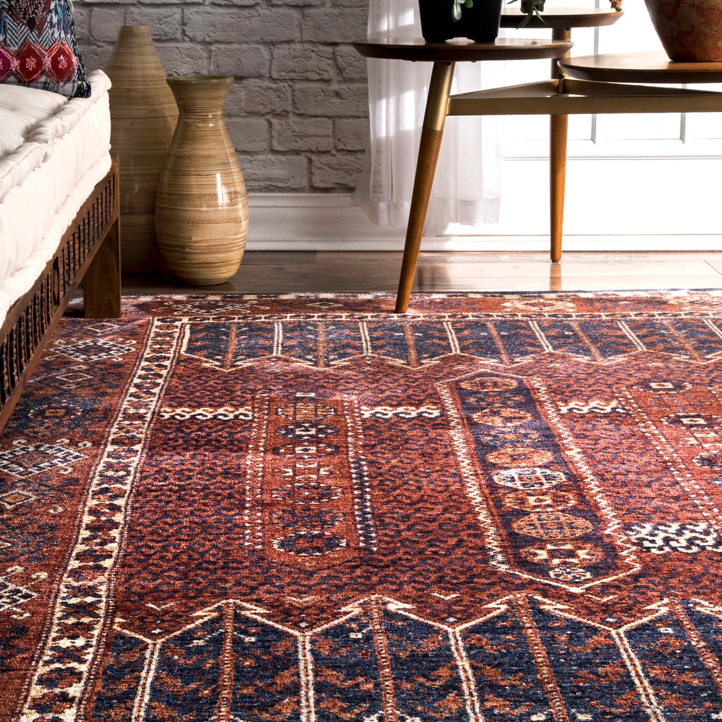 Nuloom Vintage Ruby Tokens Nvi3372A Rust Area Rug