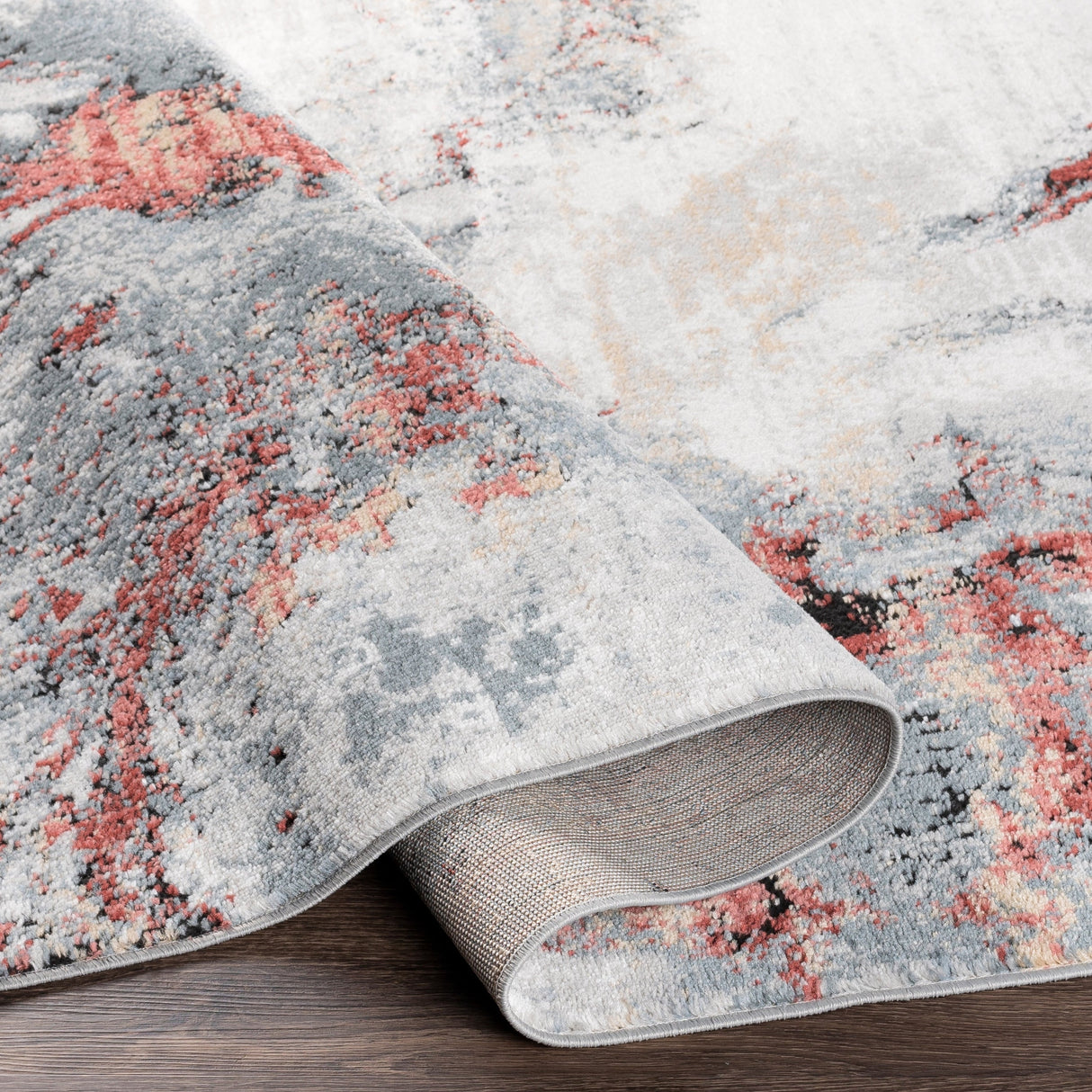 Surya Jolie Jlo-2321 Dark Red, Rose, Charcoal, Medium Gray Rugs.