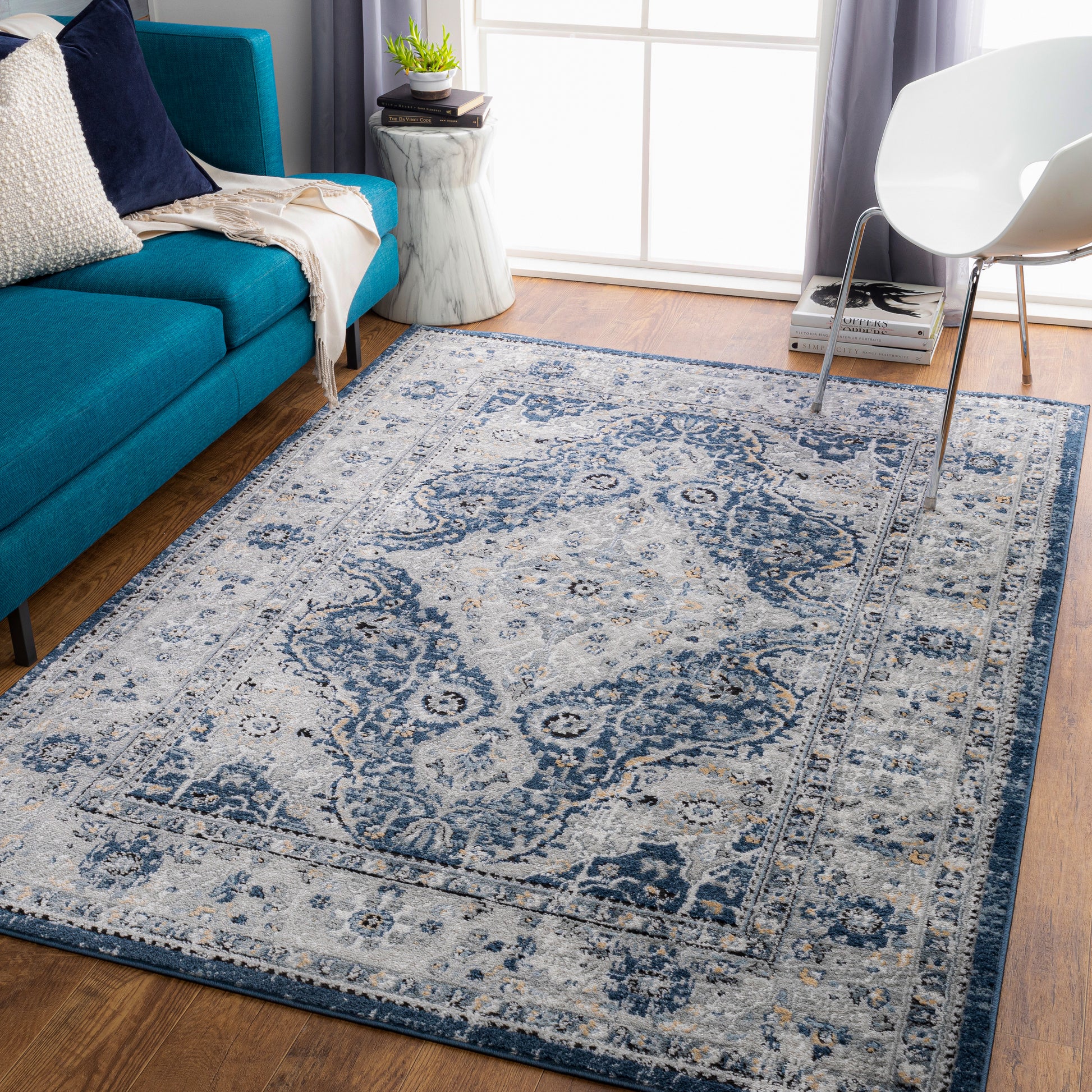 Surya Jolie Jlo-2326 Navy, Medium Gray, Light Gray, Silver Gray Area Rug