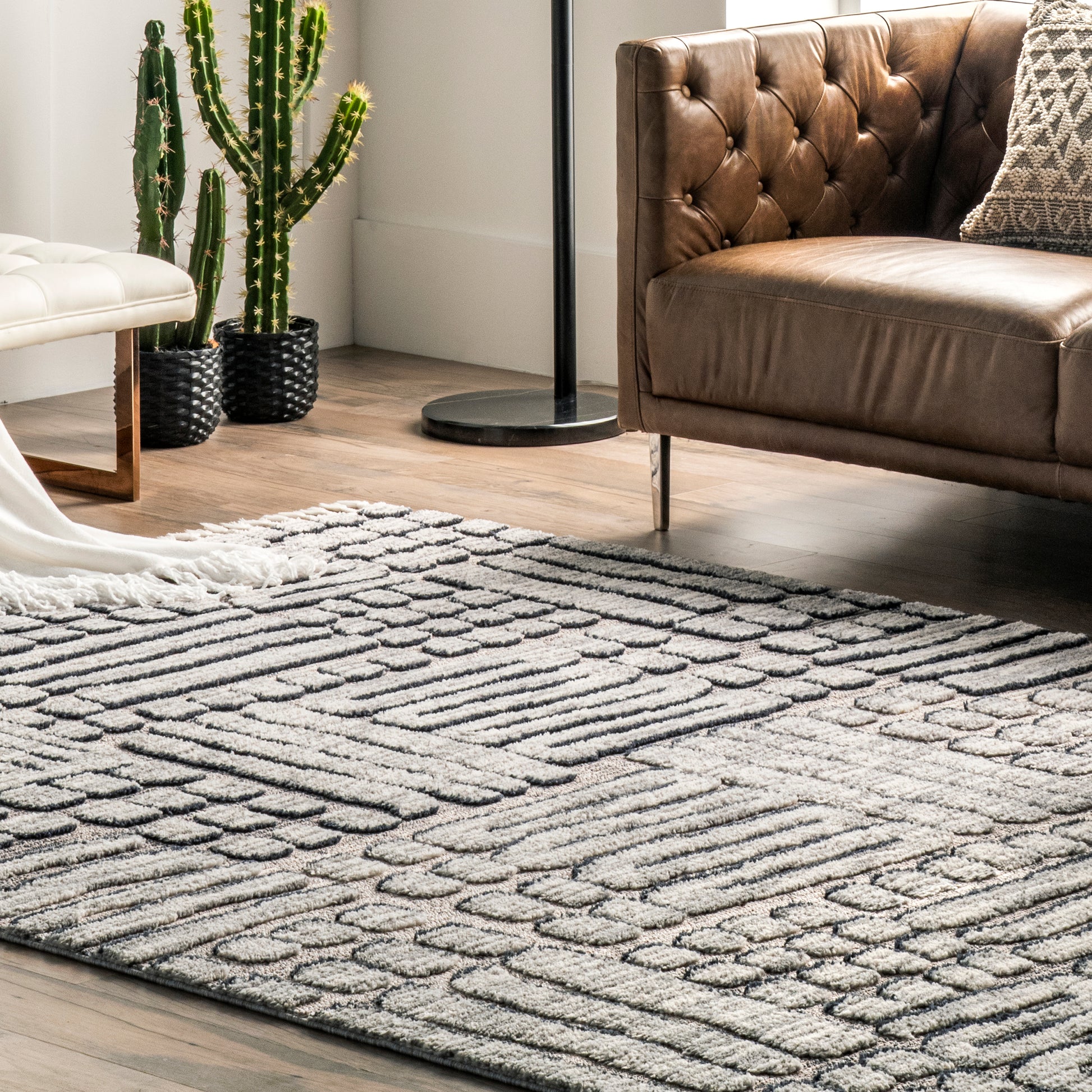 Nuloom Lea Maze Nle2346A Gray Area Rug