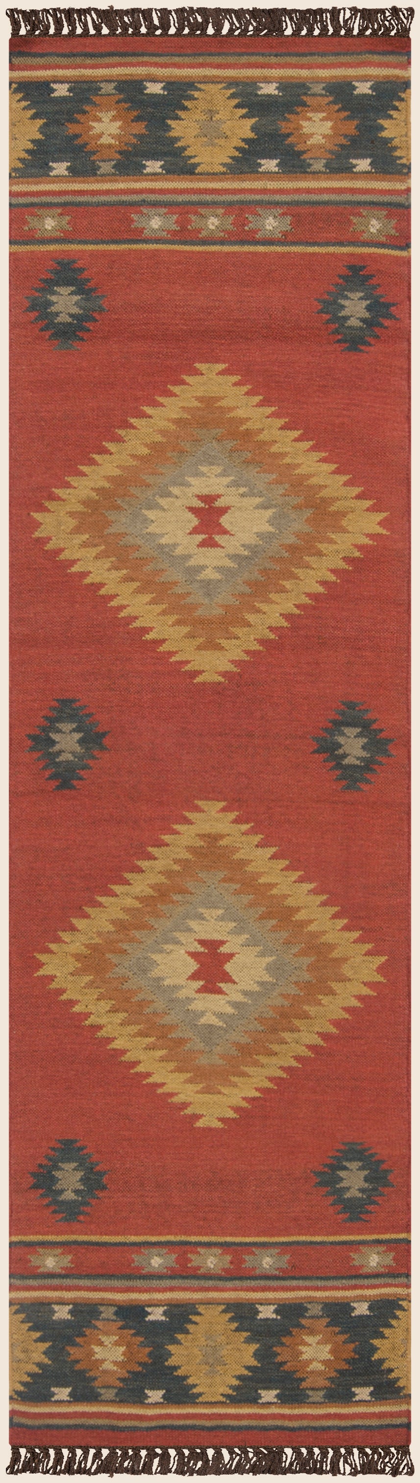 Surya Jewel Tone Jt-1033 Brick Red, Dark Blue Rug.