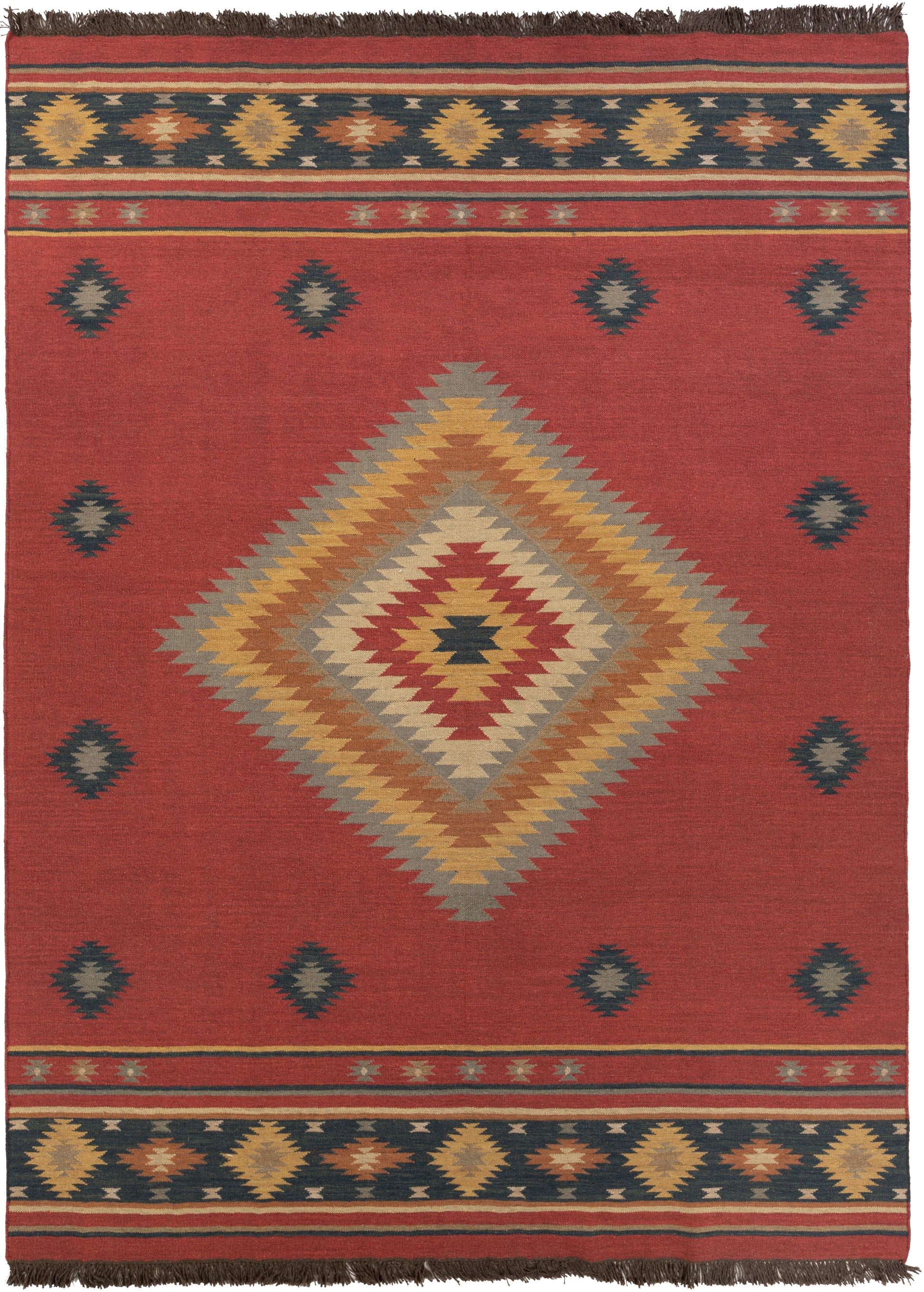 Surya Jewel Tone Jt-1033 Brick Red, Dark Blue Area Rug