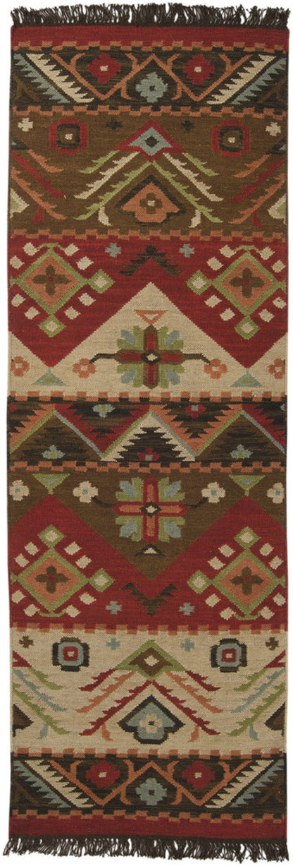 Surya Jewel Tone jt-8 Red / Brown / Beige / Turquoise Southwestern Area Rug