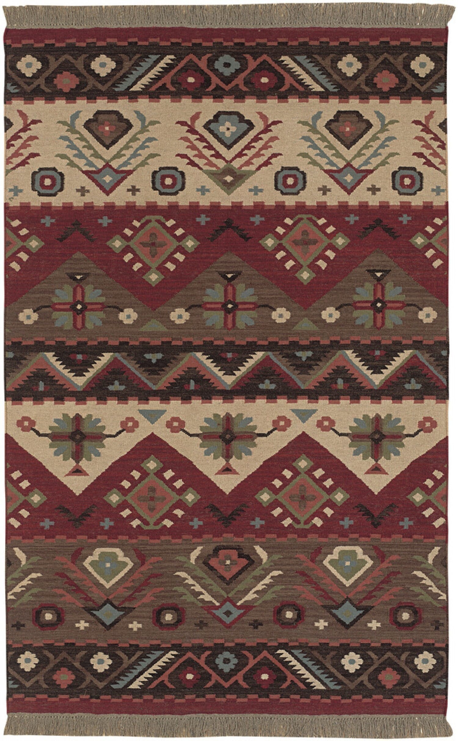 Surya Jewel Tone Jt-8 Khaki, Dark Red, Dark Brown, Rose Southwestern Area Rug