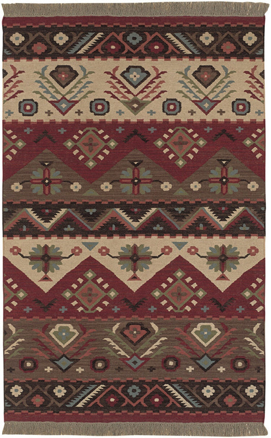 Surya Jewel Tone Jt-8 Khaki, Dark Red, Dark Brown, Rose Southwestern Area Rug