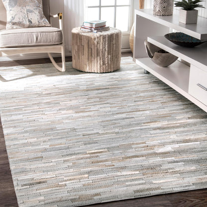 Nuloom Clarity Patchwork Cowhide Ncl3288A Beige Area Rug