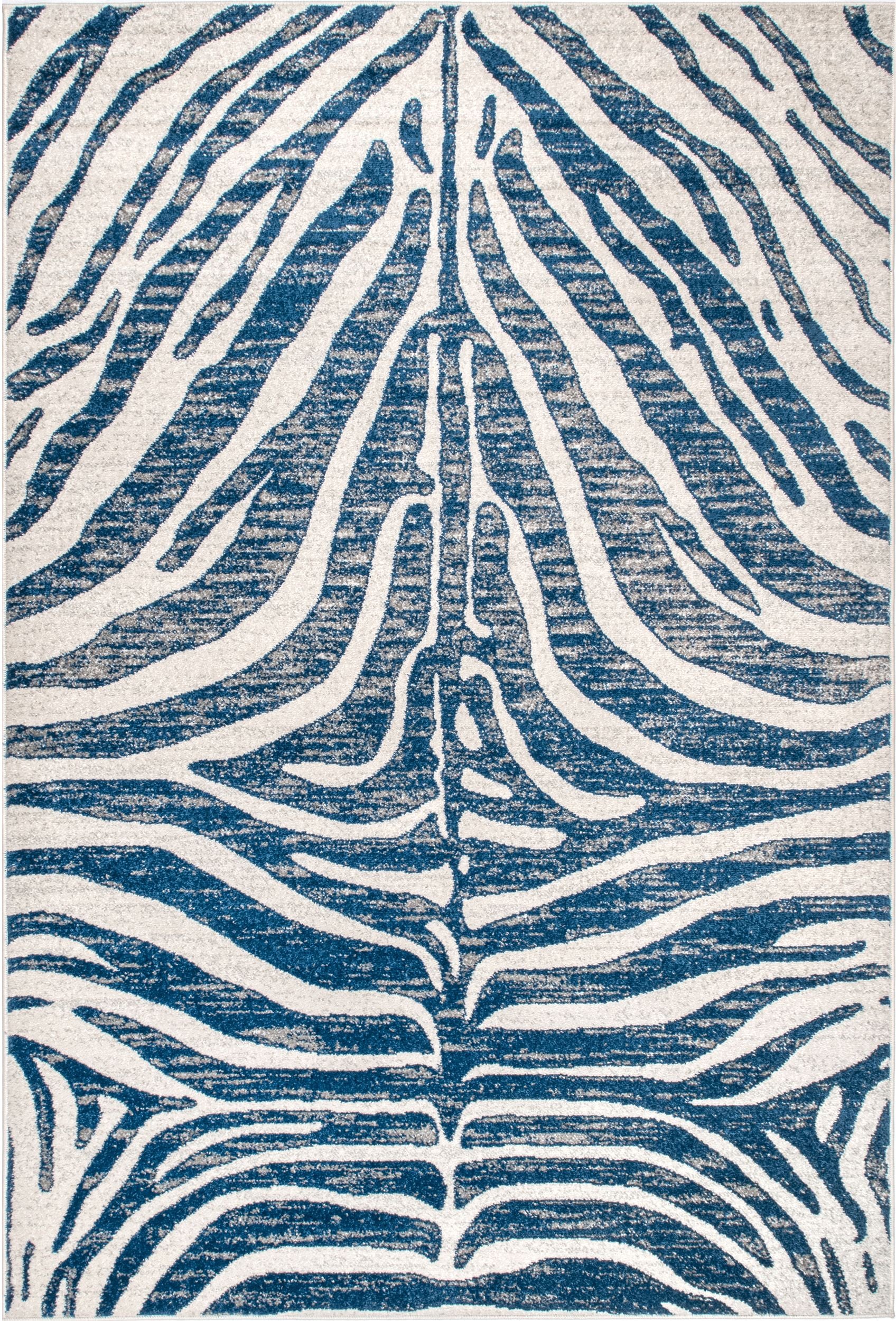 Nuloom Royal Zebra Stripes Nro3111B Blue Area Rug